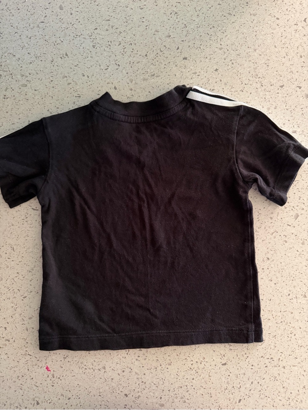 adidas Black Tee with White Shoulder Stripes Size 12-18M - Picture 3 of 6